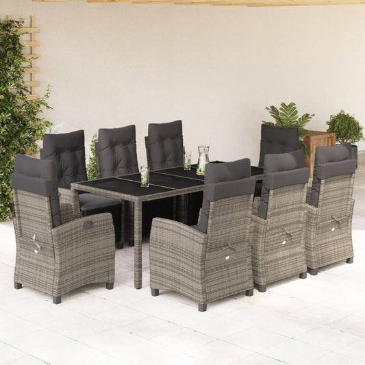 vidaXL Patio Dining Set with Cushions Outdoor Garden Furniture Poly Rattan-10