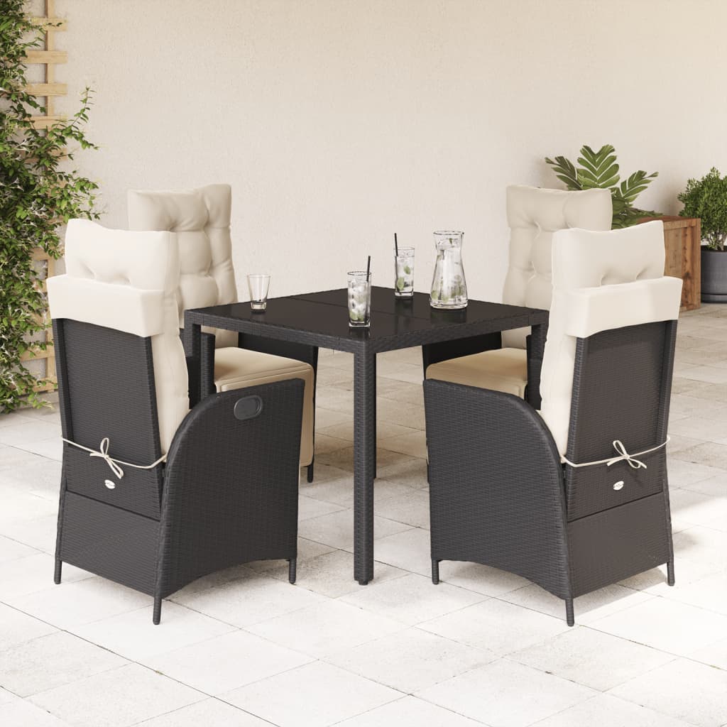 vidaXL Patio Dining Set with Cushions Outdoor Garden Furniture Poly Rattan-5