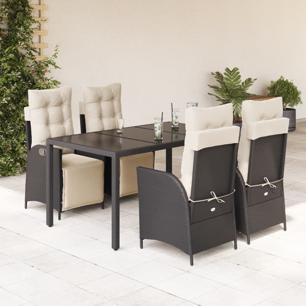 vidaXL Patio Dining Set with Cushions Outdoor Garden Furniture Poly Rattan-8