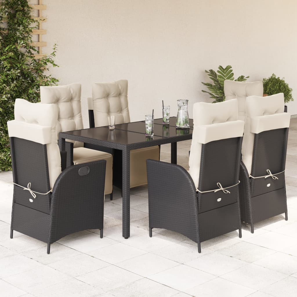 vidaXL Patio Dining Set with Cushions Outdoor Garden Furniture Poly Rattan-7