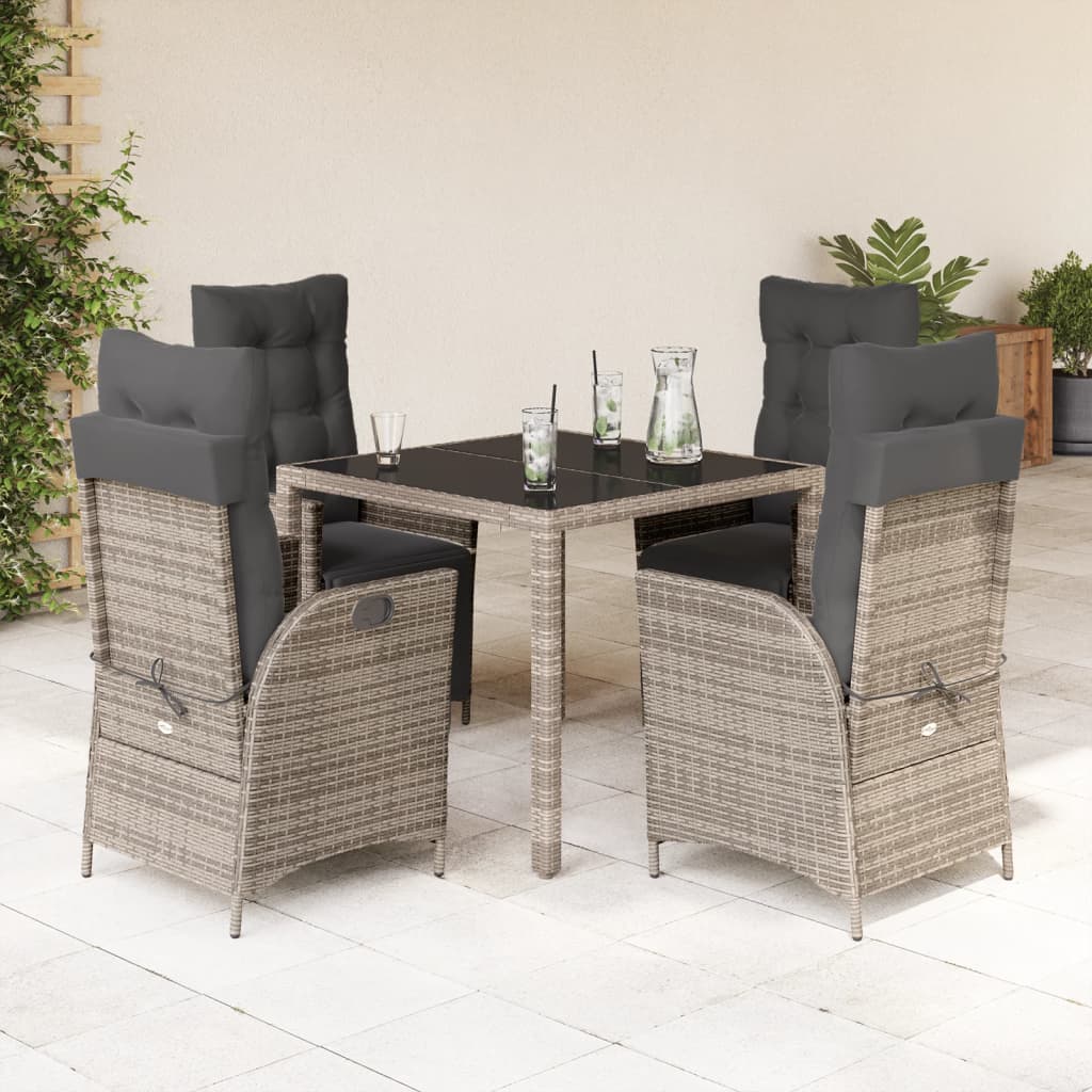 vidaXL Patio Dining Set with Cushions Outdoor Garden Furniture Poly Rattan-15
