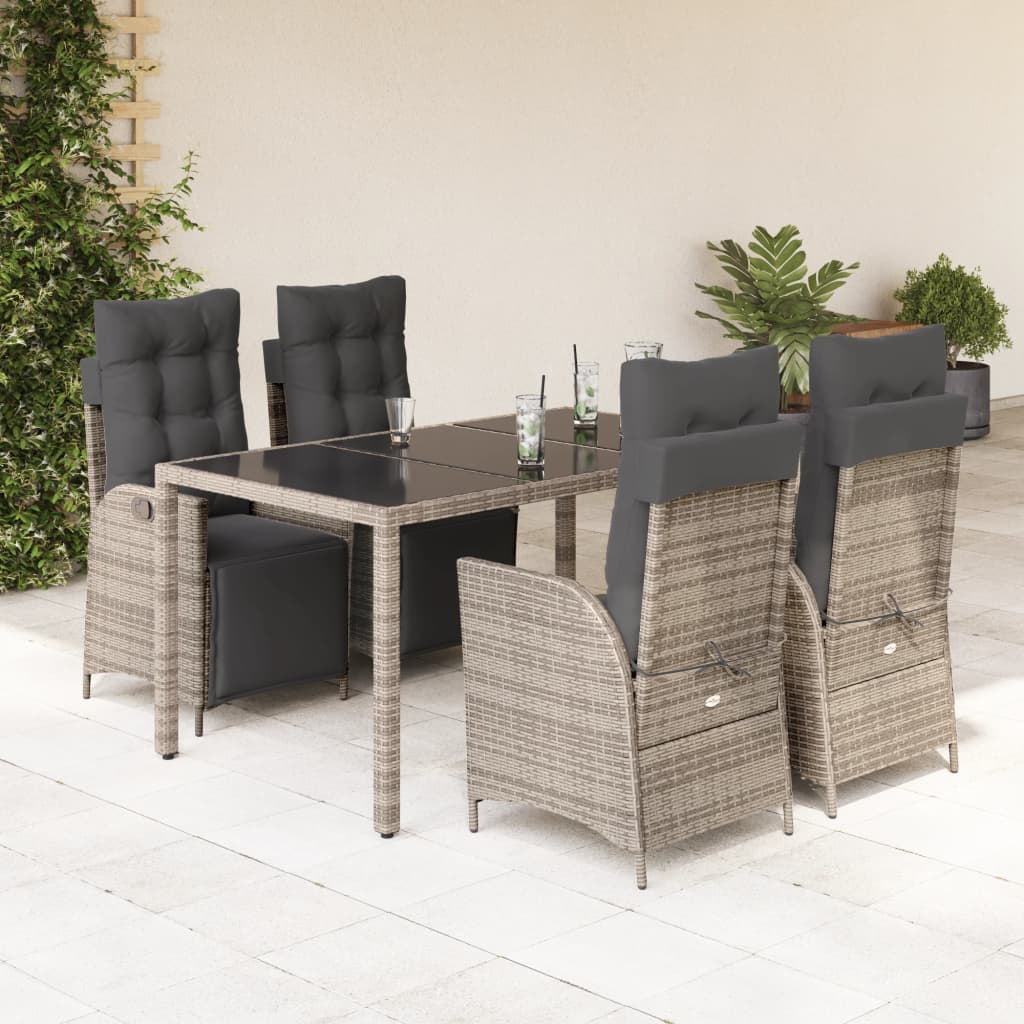 vidaXL Patio Dining Set with Cushions Outdoor Garden Furniture Poly Rattan-12