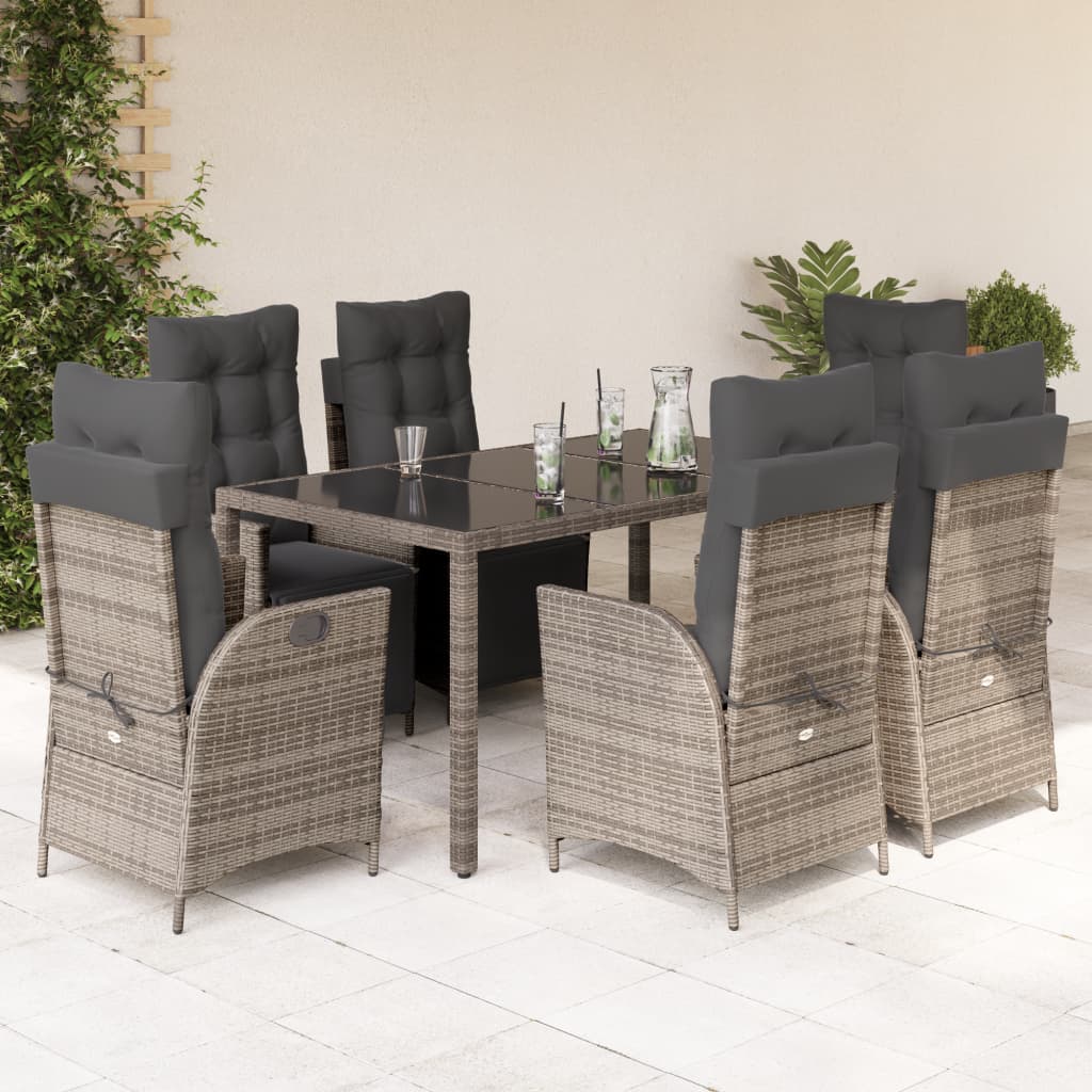 vidaXL Patio Dining Set with Cushions Outdoor Garden Furniture Poly Rattan-13