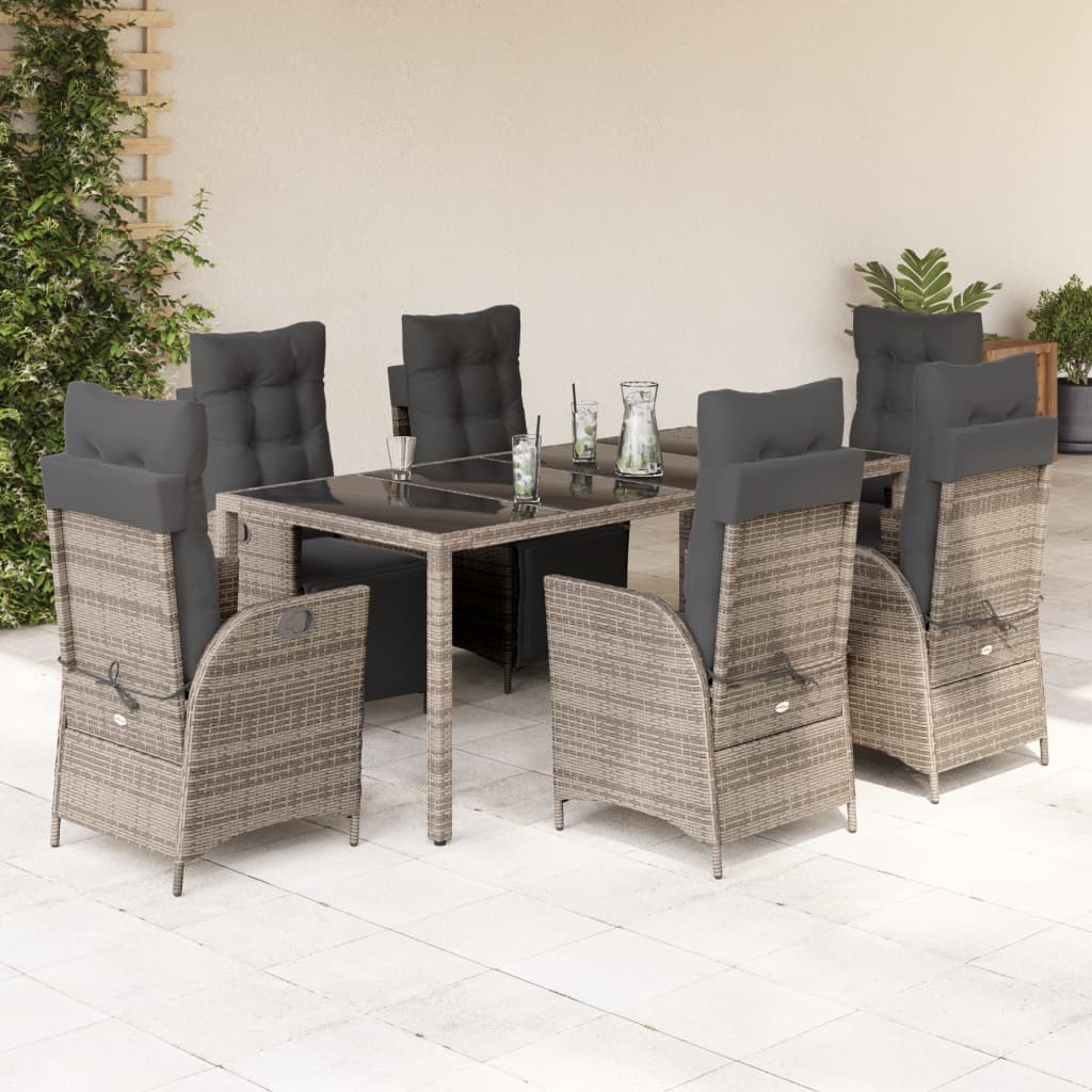 vidaXL Patio Dining Set with Cushions Outdoor Garden Furniture Poly Rattan-14