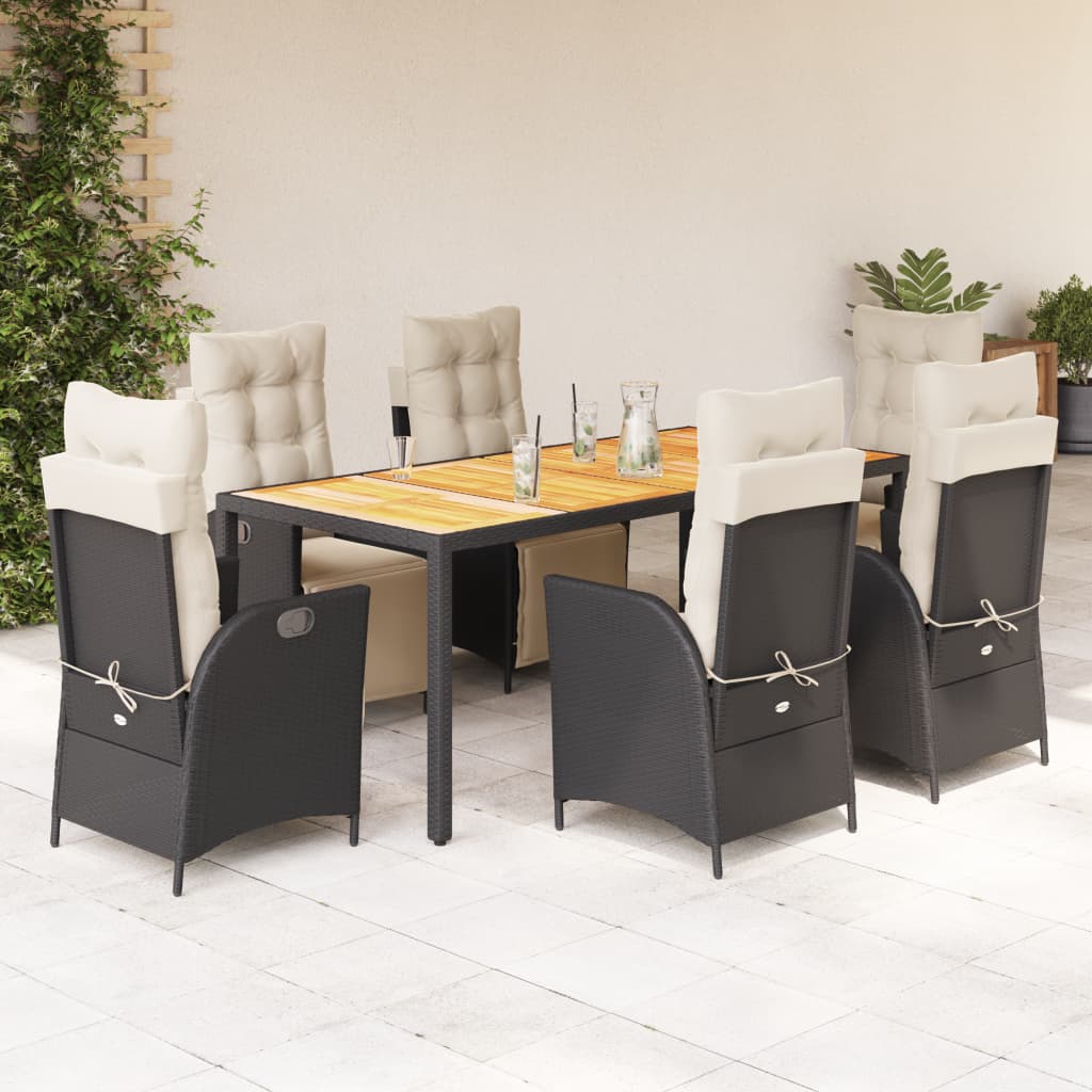 vidaXL Patio Dining Set with Cushions Outdoor Garden Furniture Poly Rattan-4