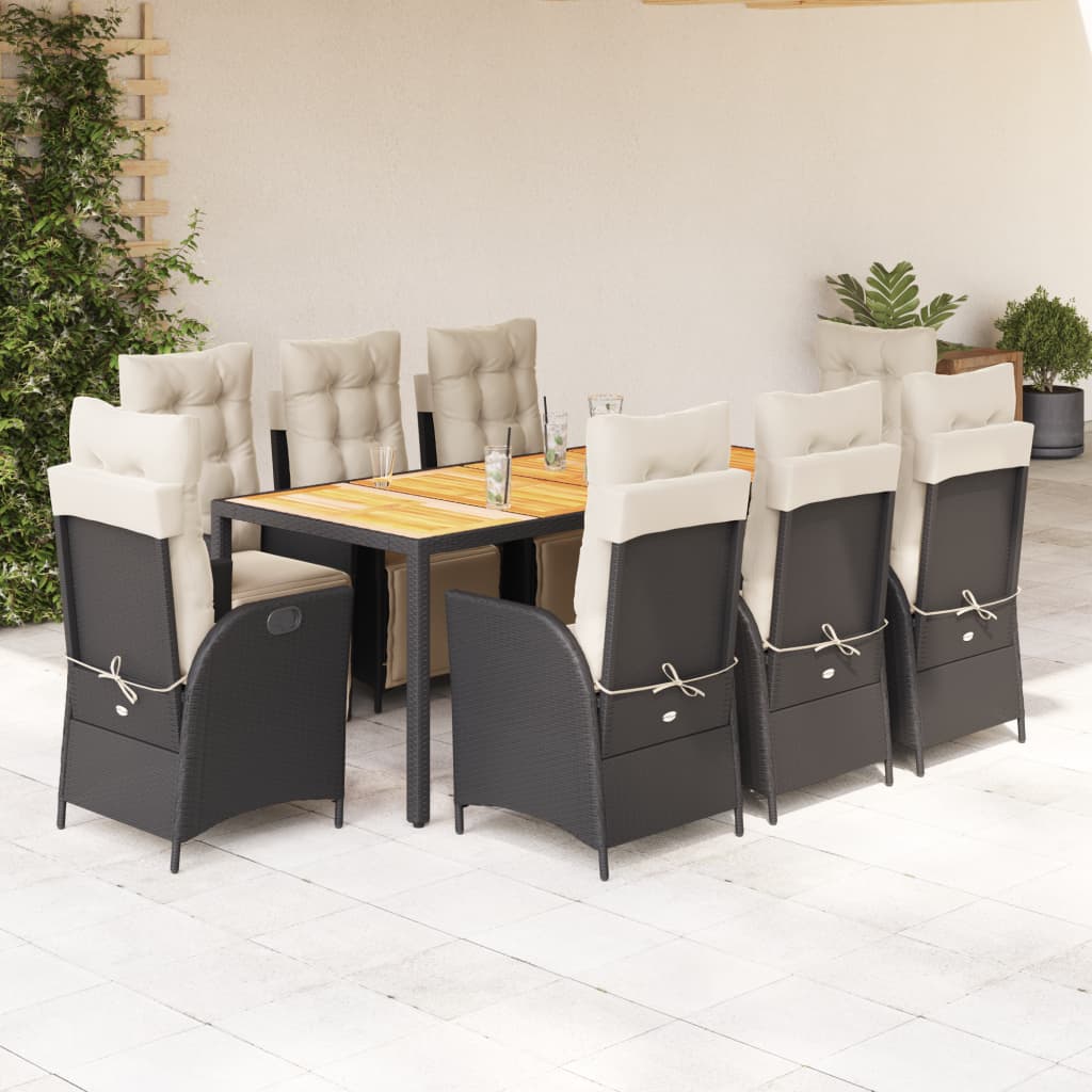 vidaXL Patio Dining Set with Cushions Outdoor Garden Furniture Poly Rattan-7