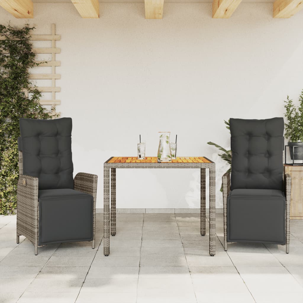 vidaXL Patio Dining Set with Cushions Outdoor Garden Furniture Poly Rattan-13