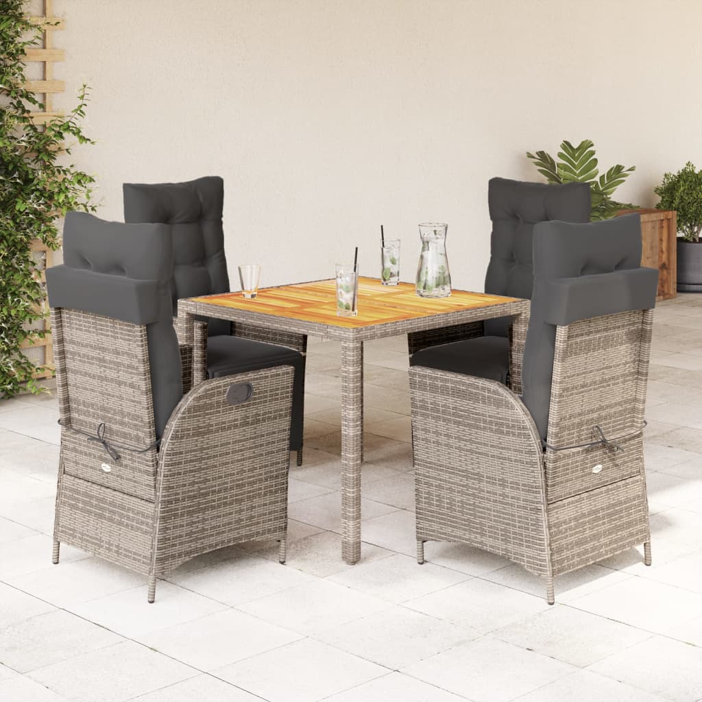 vidaXL Patio Dining Set with Cushions Outdoor Garden Furniture Poly Rattan-10