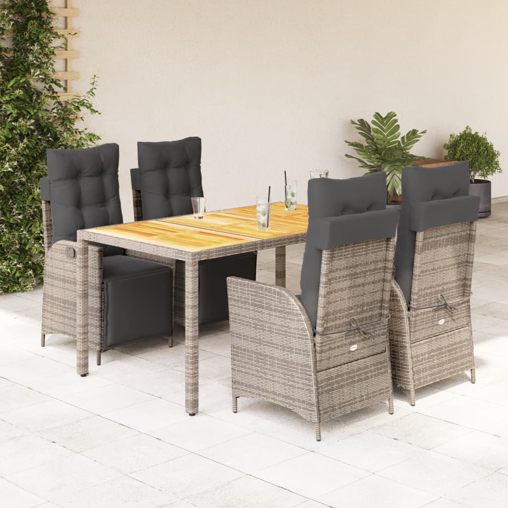 vidaXL Patio Dining Set with Cushions Outdoor Garden Furniture Poly Rattan-12