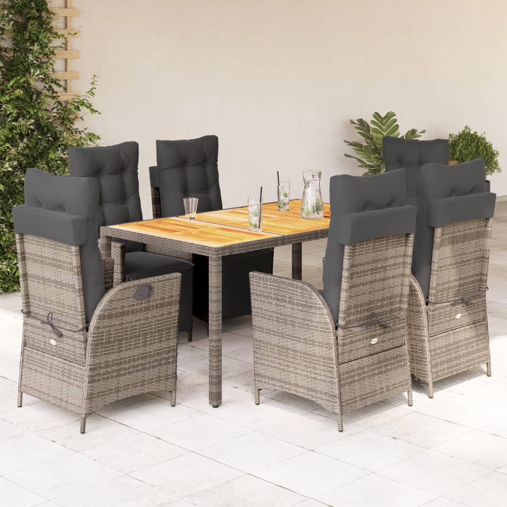 vidaXL Patio Dining Set with Cushions Outdoor Garden Furniture Poly Rattan-9