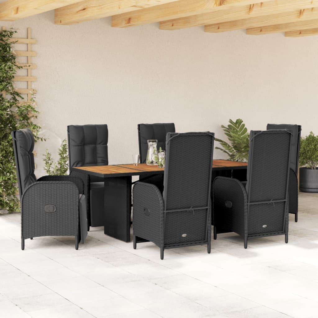 vidaXL Patio Dining Set with Cushions Outdoor Garden Furniture Poly Rattan-5