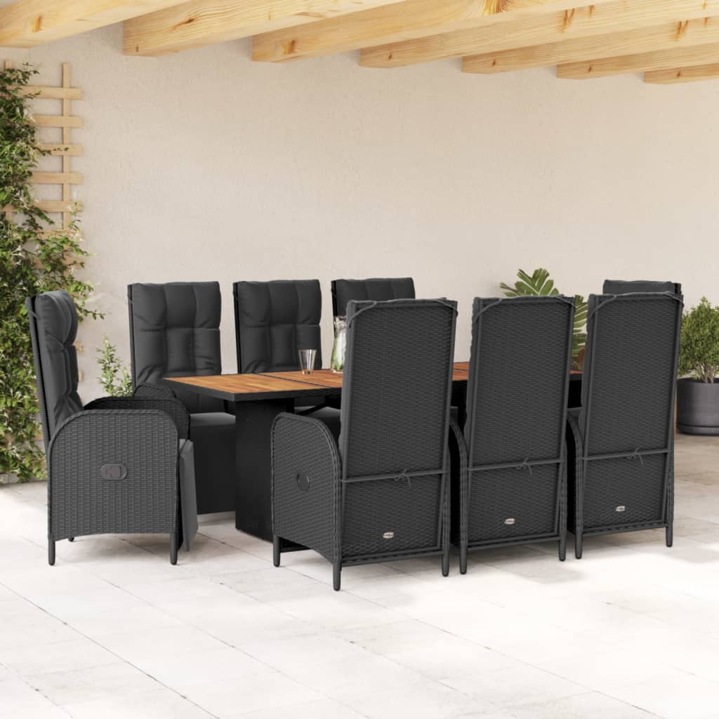 vidaXL Patio Dining Set with Cushions Outdoor Garden Furniture Poly Rattan-6