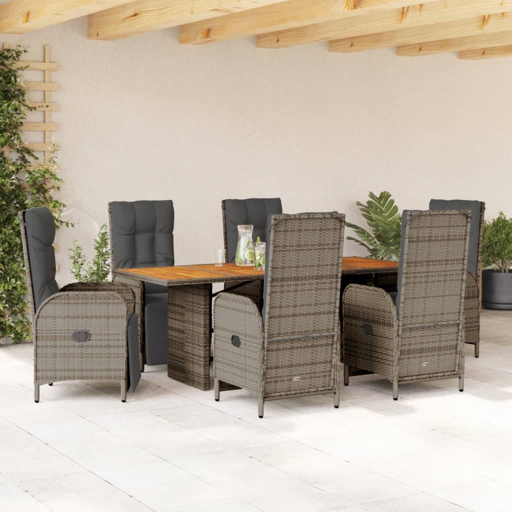 vidaXL Patio Dining Set with Cushions Outdoor Garden Furniture Poly Rattan-7