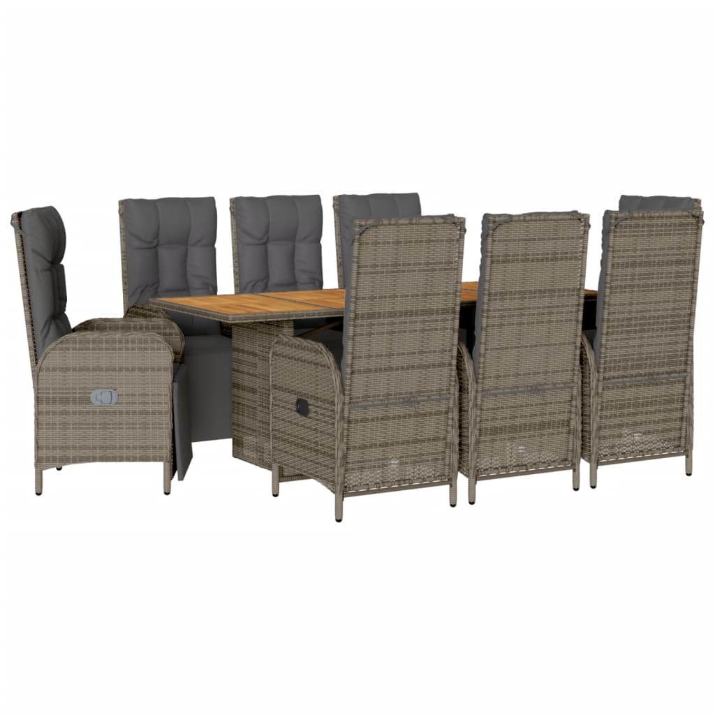 vidaXL Patio Dining Set with Cushions Outdoor Garden Furniture Poly Rattan-2