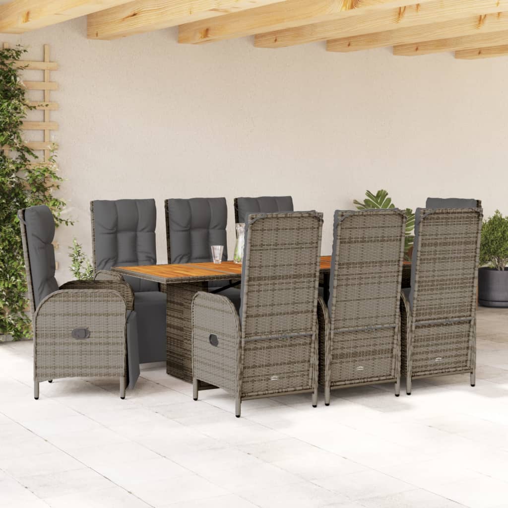 vidaXL Patio Dining Set with Cushions Outdoor Garden Furniture Poly Rattan-3