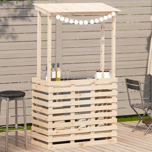 vidaXL Patio Bar Table with Roof Outdoor Garden Balcony Furniture Solid Wood-0