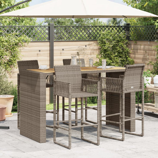 vidaXL Patio Table with Acacia Wood Top Outdoor Garden Furniture Poly Rattan-1