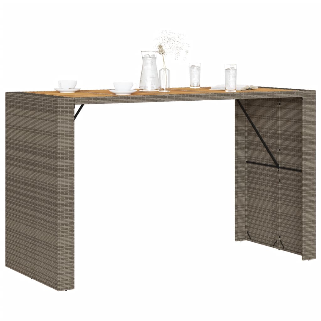 vidaXL Patio Table with Acacia Wood Top Outdoor Garden Furniture Poly Rattan-3