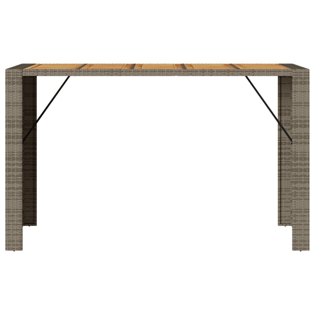 vidaXL Patio Table with Acacia Wood Top Outdoor Garden Furniture Poly Rattan-4