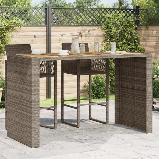 vidaXL Patio Table with Acacia Wood Top Outdoor Garden Furniture Poly Rattan-0