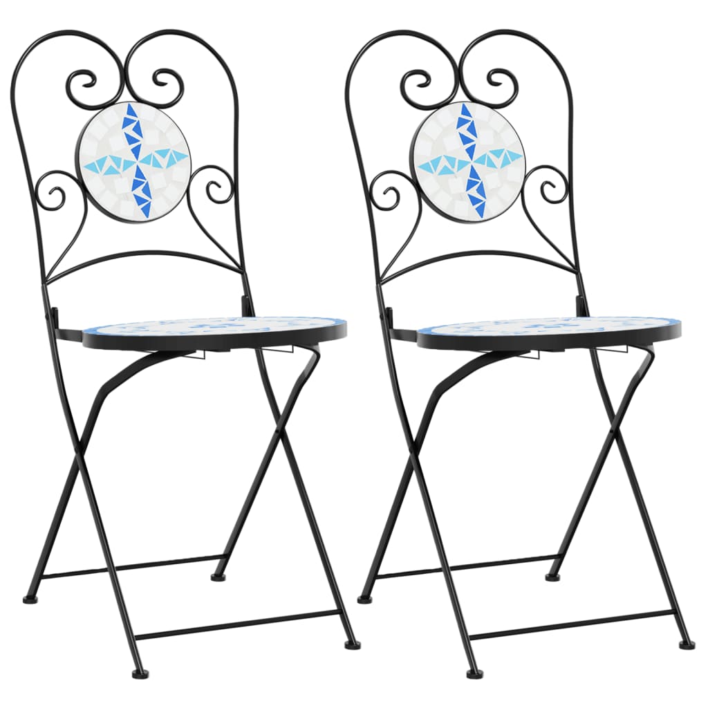 vidaXL Folding Bistro Chairs 2 Pcs Outdoor Garden Chair Furniture Ceramic-2