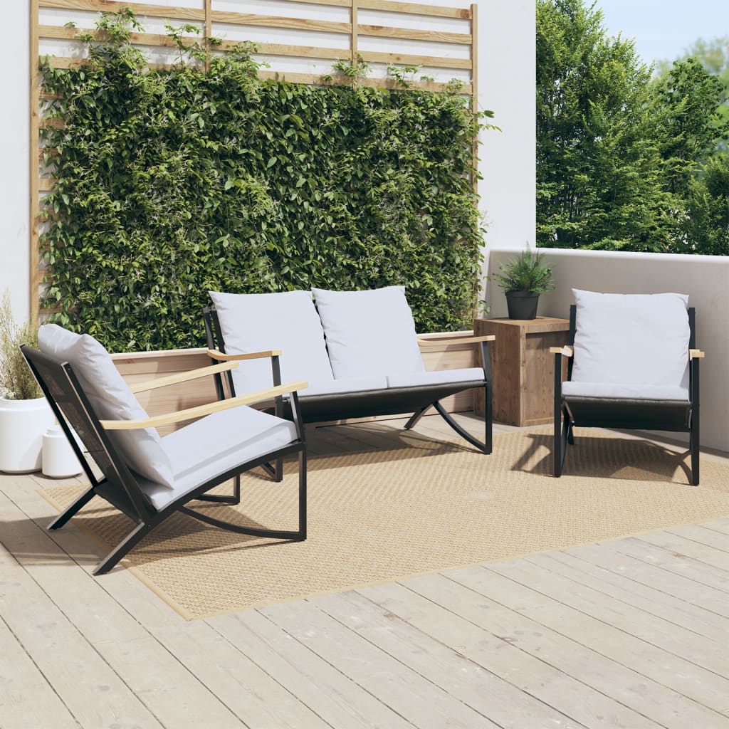 vidaXL Patio Chairs with Cushions Seating Outdoor Garden Furniture Black Steel-6