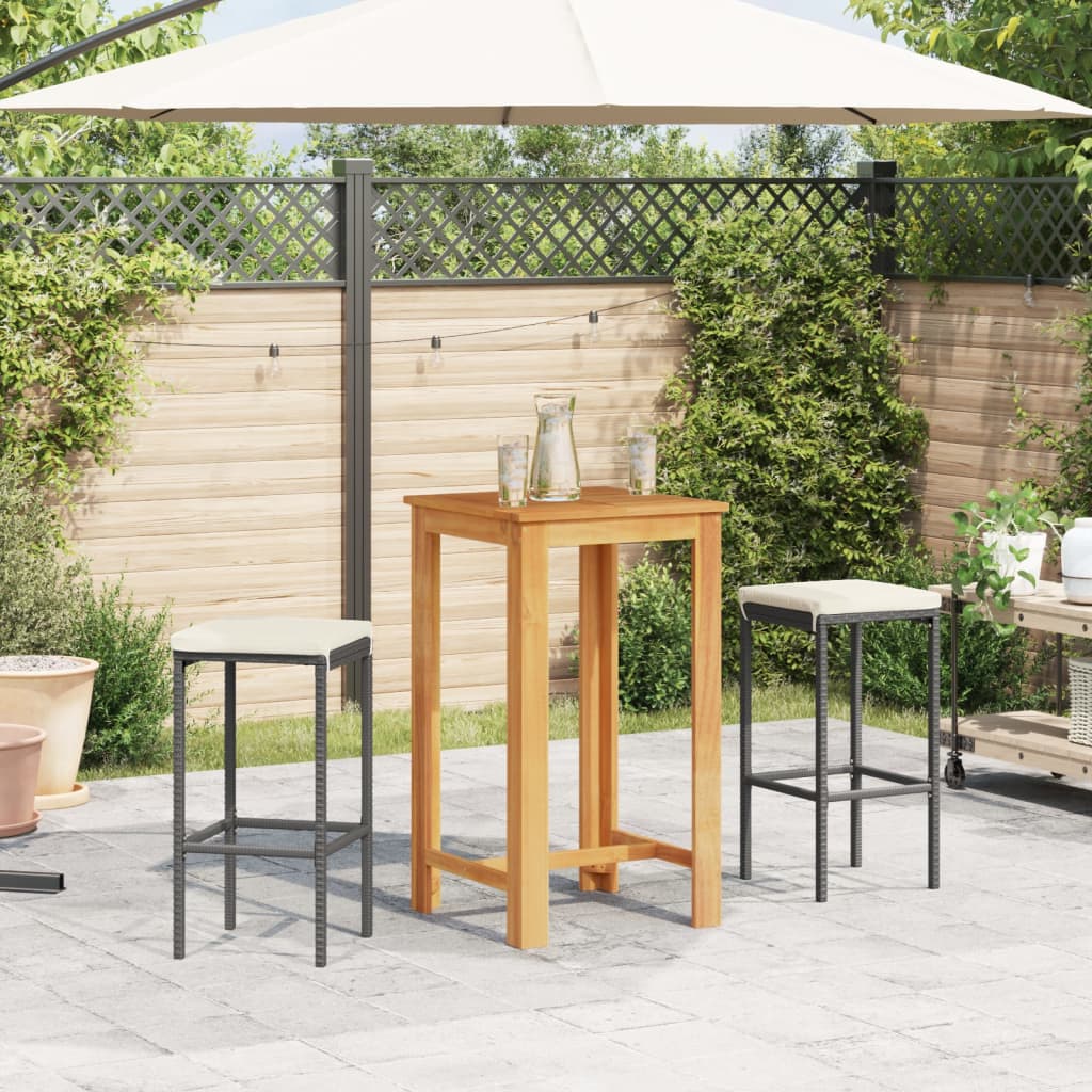 vidaXL Patio Bar Set Outdoor Garden Furniture Solid Wood Acacia and Poly Rattan-3