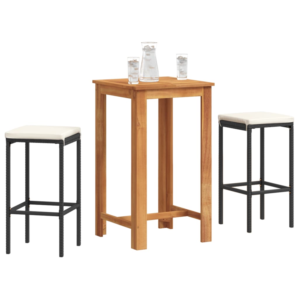 vidaXL Patio Bar Set Outdoor Garden Furniture Solid Wood Acacia and Poly Rattan-1