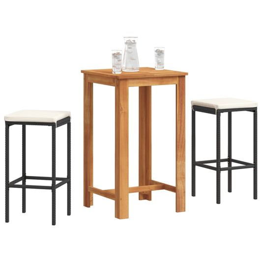 vidaXL Patio Bar Set Outdoor Garden Furniture Solid Wood Acacia and Poly Rattan-1
