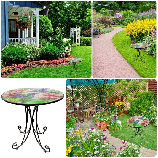 Round Metal Side Table Hummingbird-1
