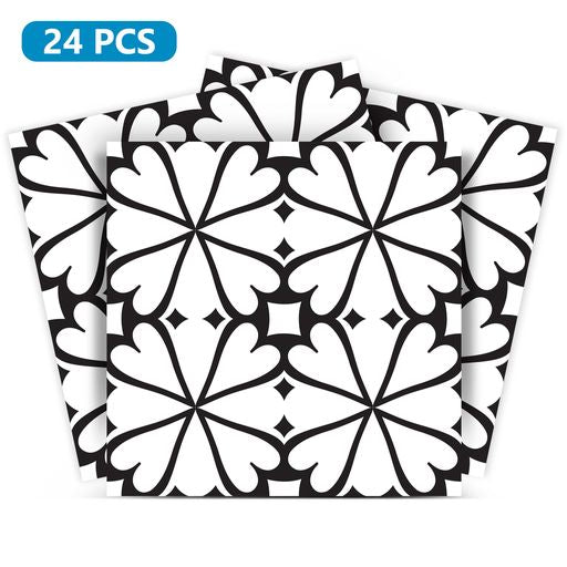 Easy to install peel and stick Black and White floor suitable tile stickers Model - BKW7-0