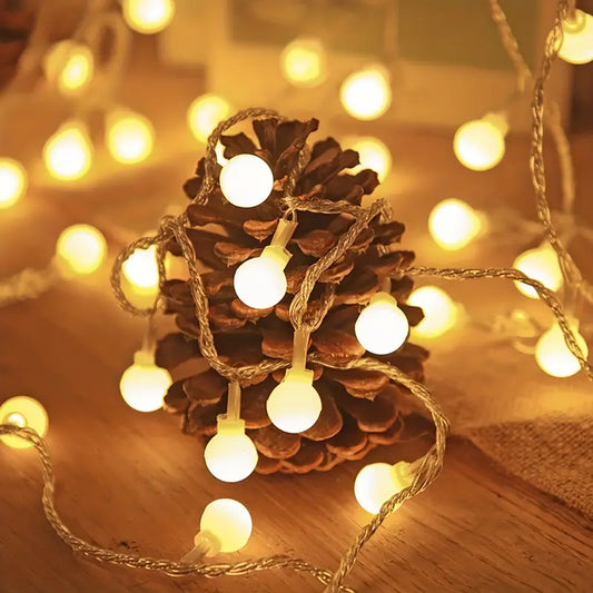 6m LED Ball Garland Fairy String Lights for Festive Decorations - Battery-Powered-1