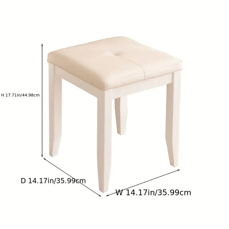 Minimalist White Dressing Stool - Bedroom Makeup Chair-4