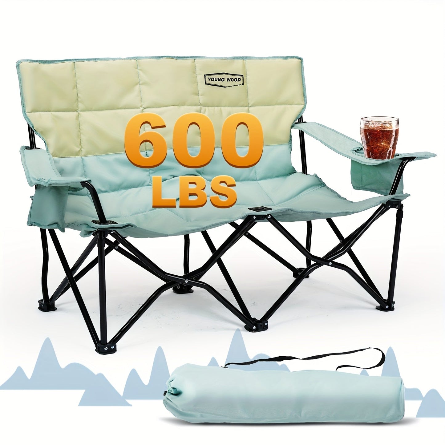 Double Camping Chair 2 Person Outdoor Folding Seat-2