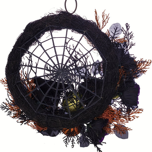 NNETM Halloween Wreath Decoration with Spider Web-1