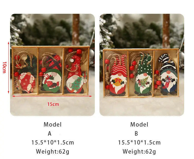 9pcs Festive Christmas Wooden Hanging Box - Decorating and Gifting-4