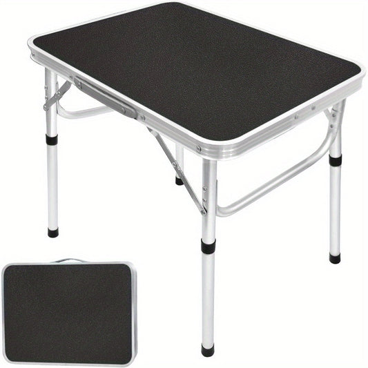 Adjustable Height Folding Table Portable Black-0