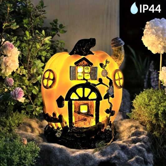 Solar Pumpkin House Outdoor Halloween Decor-1