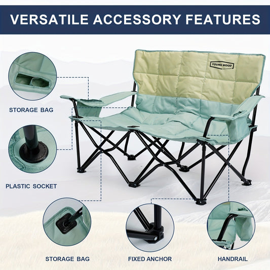 Double Camping Chair 2 Person Outdoor Folding Seat-1