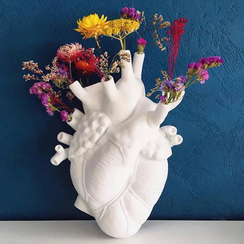 Unique Pedestal Vase Shaped as Human Heart | Novelty Bud-Vase Christmas Decor-2