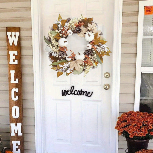 Pumpkin Wreath Halloween Door Decoration-1