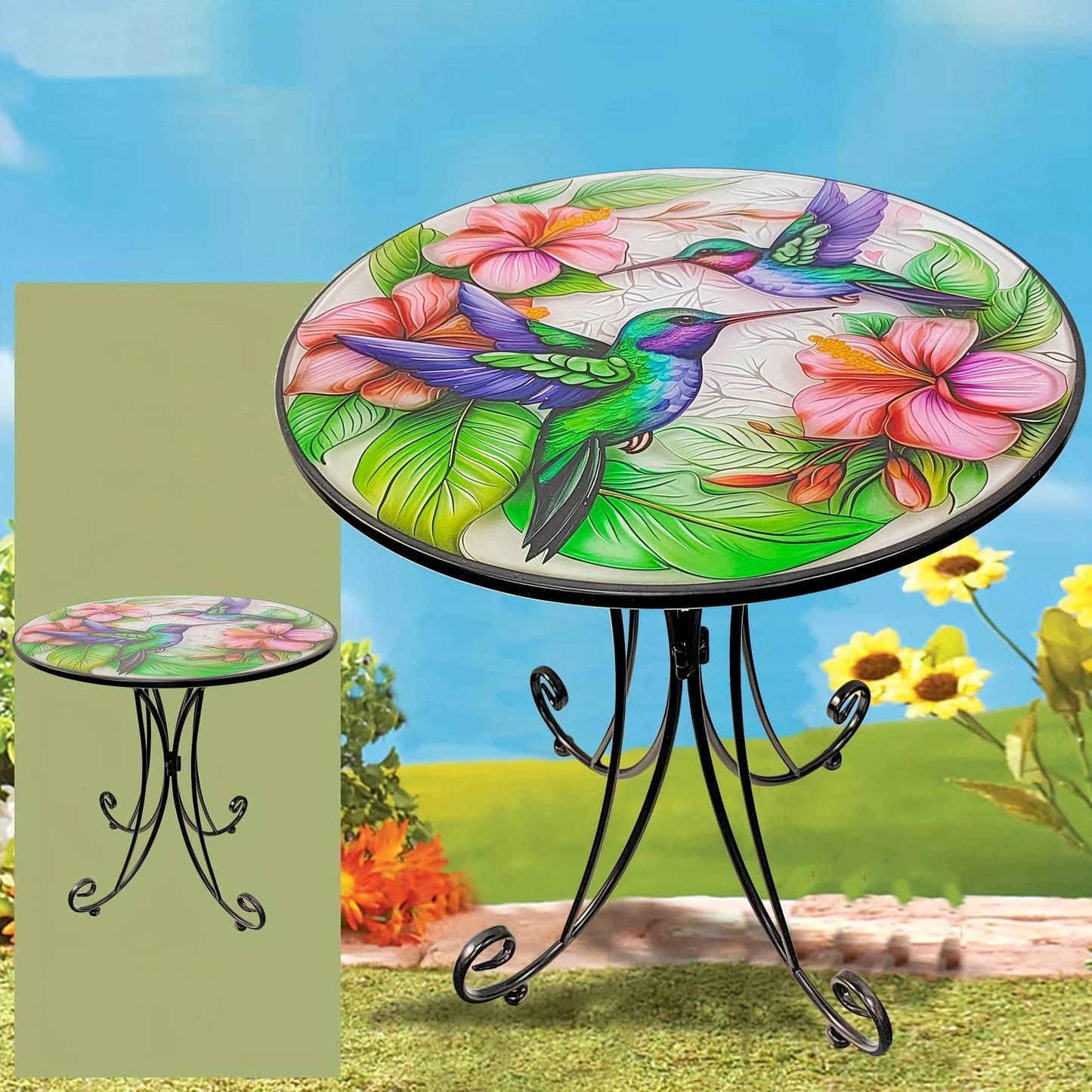 Round Metal Side Table Hummingbird-3