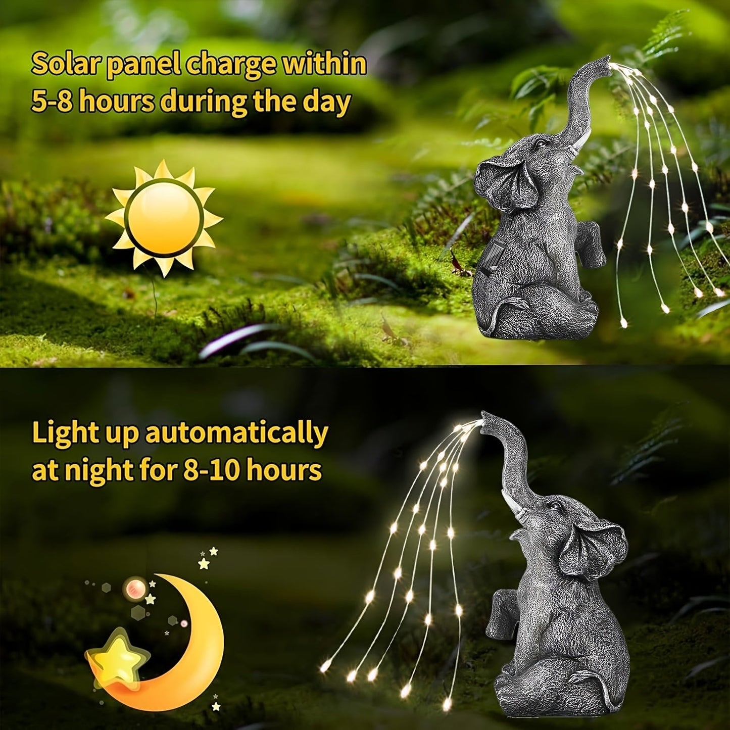 Solar Elephant LED Lantern Garden Light Outdoor Decor-2
