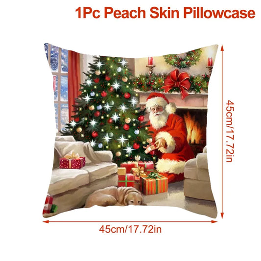 Joyful Christmas Cushion Cover - Festive Xmas Decor - 45x45cm-1