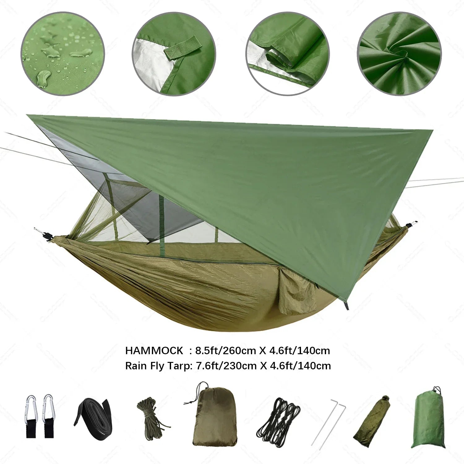 Camping Hammock with Mosquito Net and Rain Tarp-1