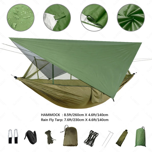 Camping Hammock with Mosquito Net and Rain Tarp-1
