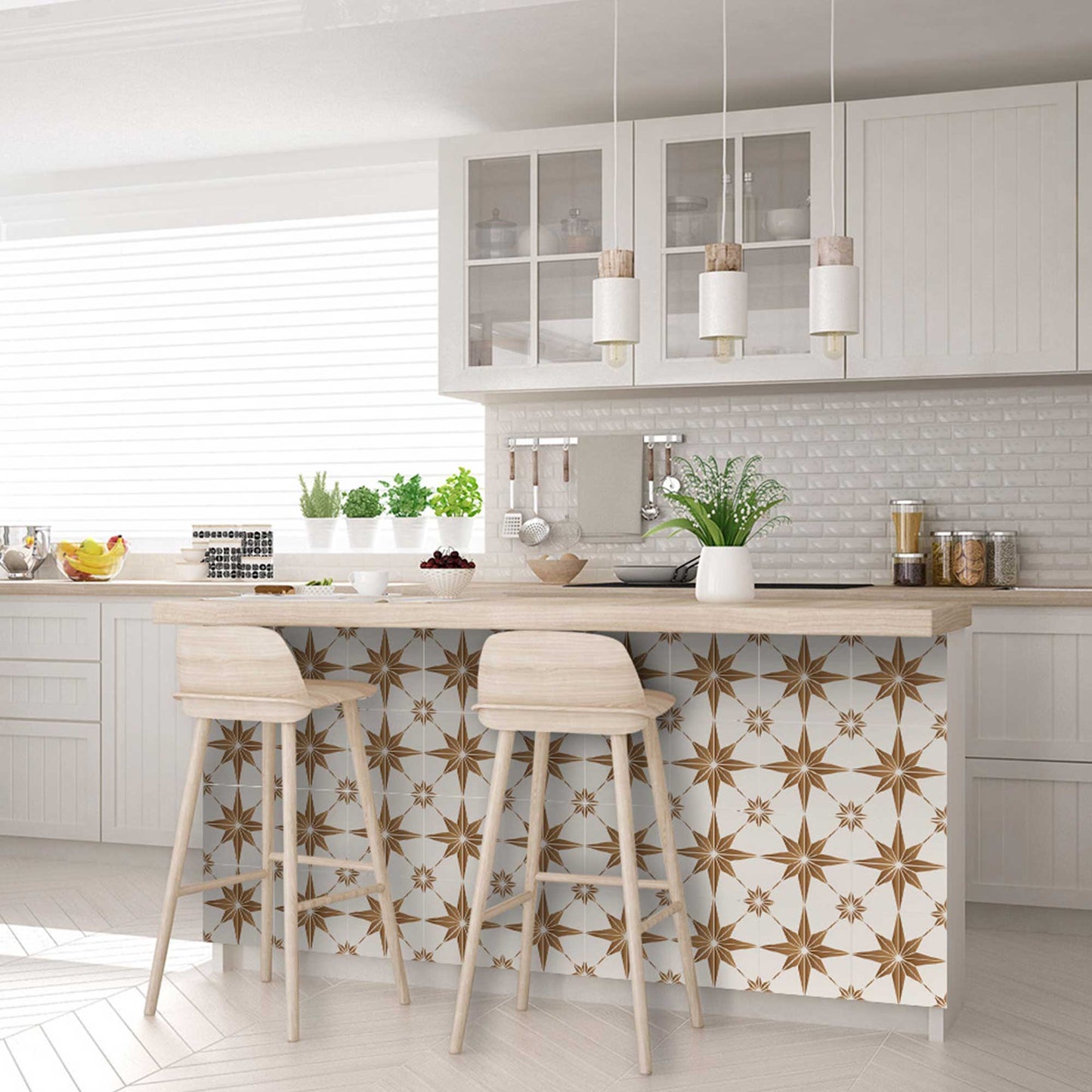 Bathroom Modern star shaped tile stickers easy to apply Brown Model - B58-4
