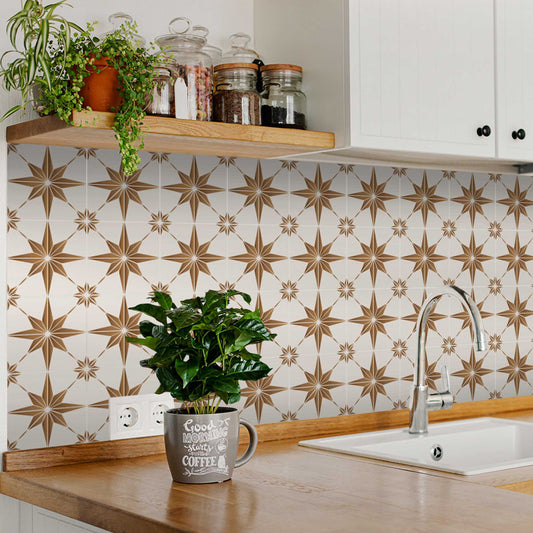 Bathroom Modern star shaped tile stickers easy to apply Brown Model - B58-1