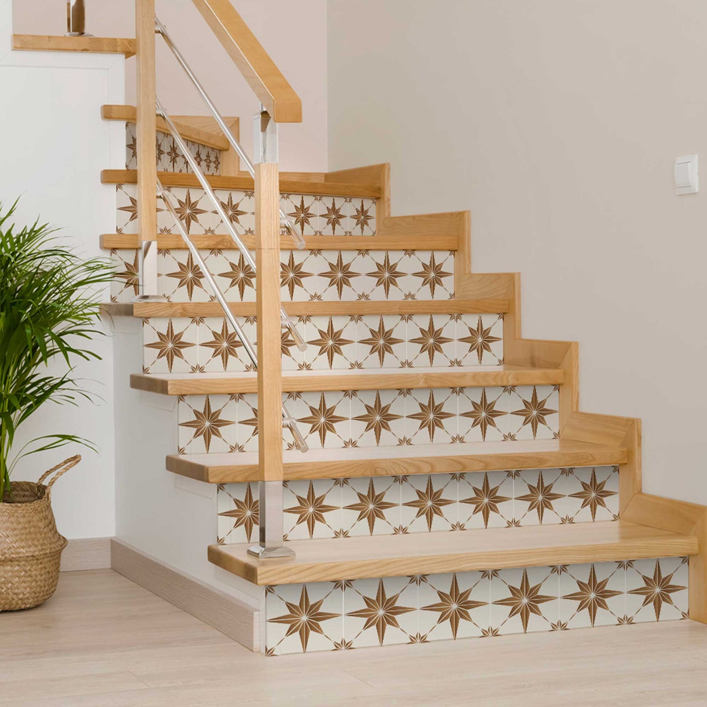 Bathroom Modern star shaped tile stickers easy to apply Brown Model - B58-3