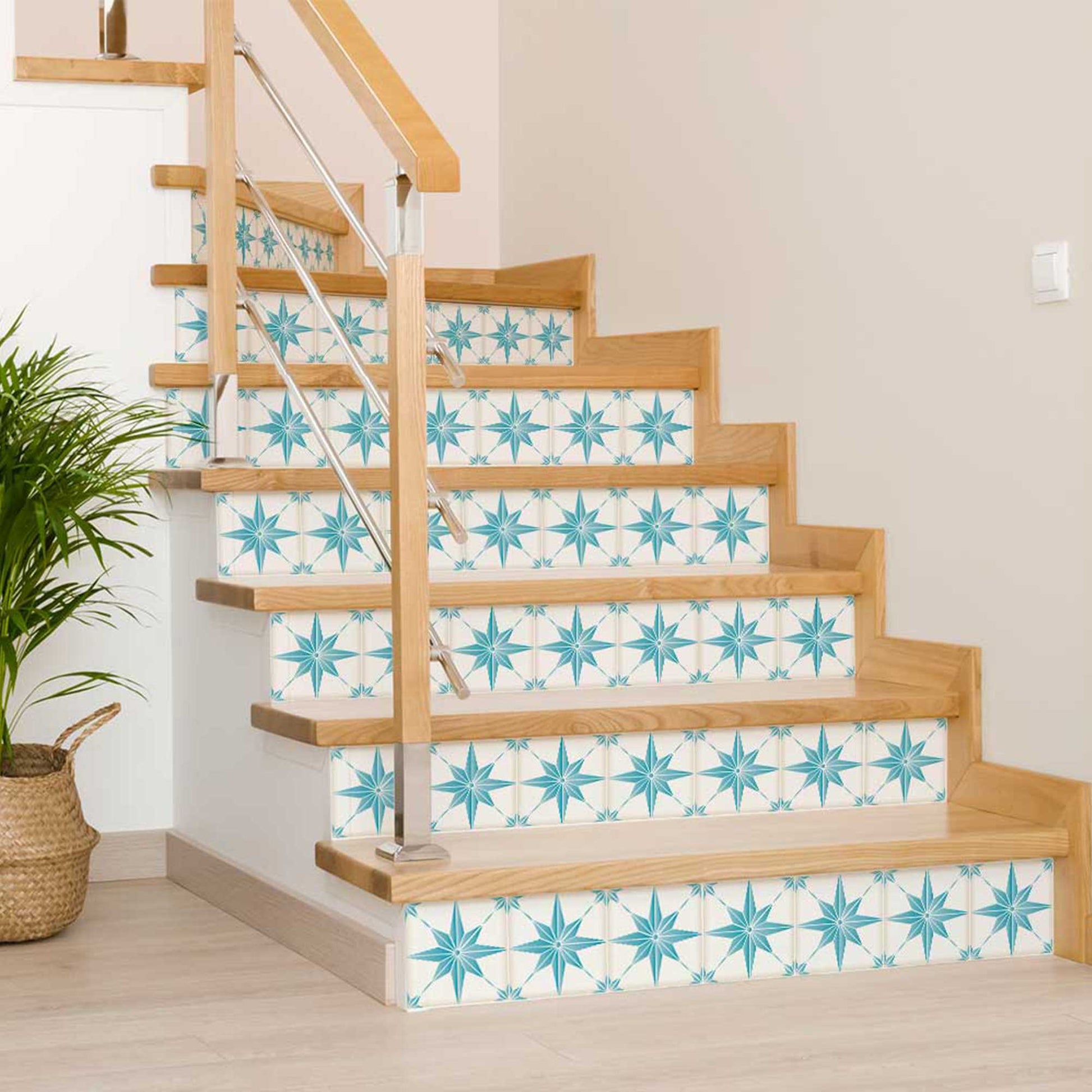 Light Blue star shaped Easy to Install Tile Stickers for DIY Home Renovations Model - B75-3